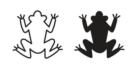 Frog icon vector in thin line and flat style with editable stroke