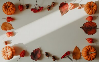 Festive canadian thanksgiving dinner table setting with roasted turkey and maple leaf decorations