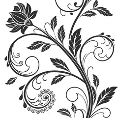 Obraz premium Black and white floral vine vector for graphic design