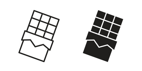 Chocolate icon vector in thin line and flat style with editable stroke