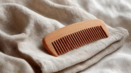 Wooden Comb on Linen Fabric