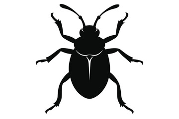 Minimalist silhouette illustration of a weevil insect on a clean white background