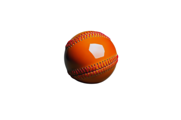 Orange Baseball With Red Stitching Isolated Transparent Background Sports