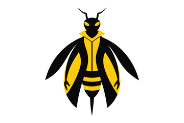 Stylized cartoon bee with yellow and black stripes