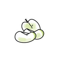 minimalist hand drawn illustration of an apple. clean lines and soft colors design