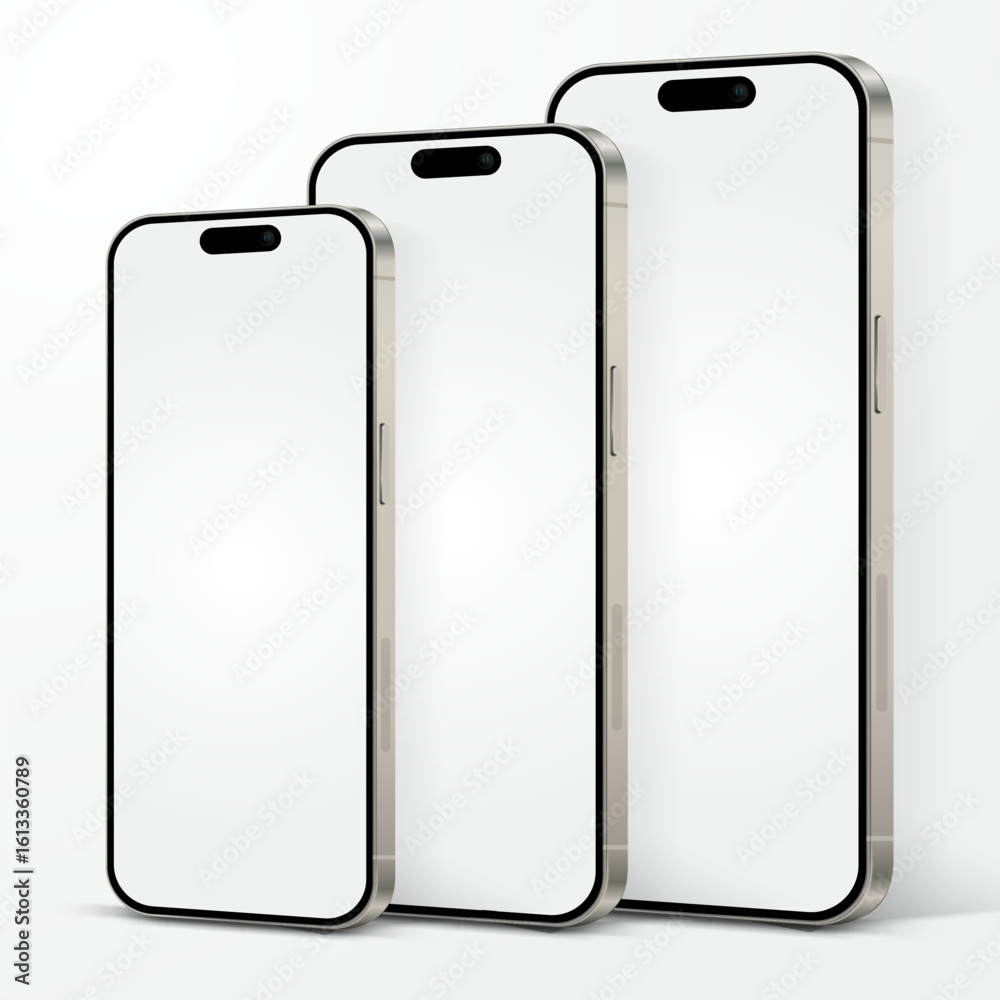 Poster realistic smartphone mockup. mobile phone vector with isolated on white background. device front vie