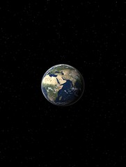 Fototapeta premium The stunning earth in space amidst many distant star patterns