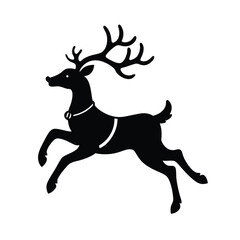 Reindeer silhouette mid-leap with detailed antlers