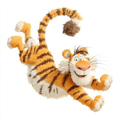 Tiger character in playful pose with cheerful expression and vibrant fur colors