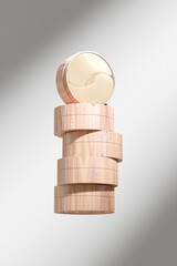 collagen eye patches in wooden cylindrical jar container, luxury Hydrogel eye mask skincare packaging, anti-dark circle patches in round container, collagen eye mask in wood jar packaging mockup