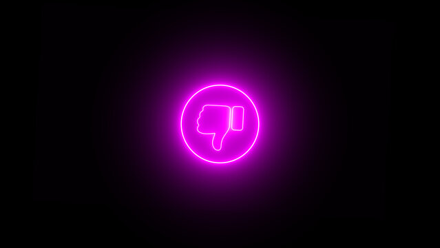 Thumbs down dislike icon for social media apps Neon circle dislike icon. Dislike icon.