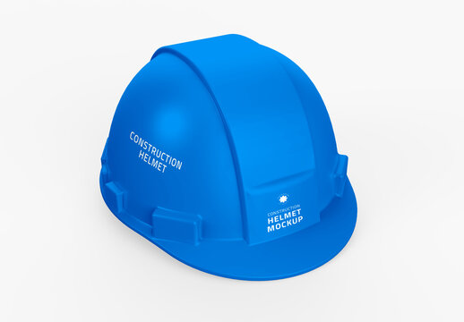 Blue Construction Helmet Mockup