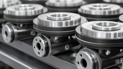 Naklejka premium Close-up View of Precision Engineered Mechanical Components in Factory