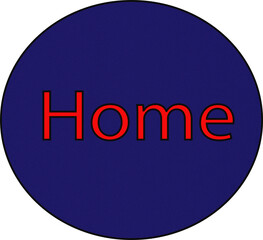 Red home text on blue circle isolated on transparent background