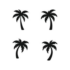 Fototapeta premium Collection of stylized coconut tree icons isolated on white background silhouette