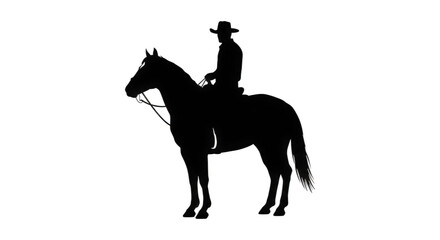 Obraz premium Silhouette of a person riding a horse at sunset with a cowboy hat