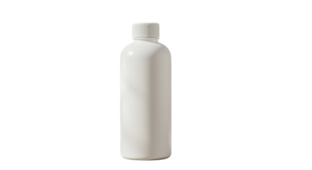 Plain White Cylindrical Bottle with Screw Cap for Liquids and Cosmetics