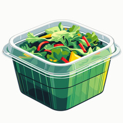 Fresh salad in a clear plastic container with mixed vegetables  