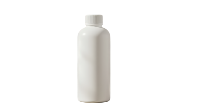 Plain White Cylindrical Bottle with Screw Cap for Liquids and Cosmetics