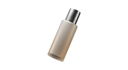 Realistic 3D Rendering of an Elegant Perfume Bottle with Subtle Lighting and Shadow Effects on a Black Background