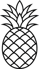Obraz premium simple black and white line art drawing of pineapple fruit vector illustration eps