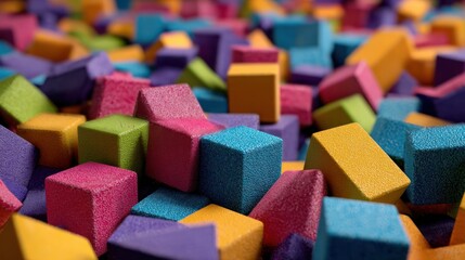Colorful, textured, square blocks
