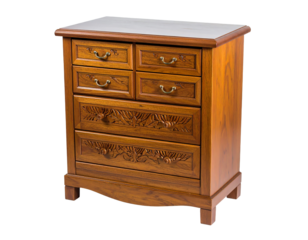 Wooden chest of drawers isolated on white