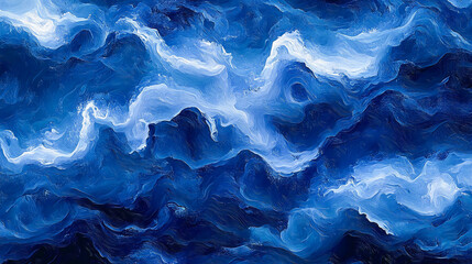 Seamless vector pattern depicting a blue turbulent cloudy sky in the style of impressionist paintings