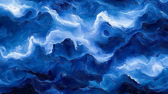 Seamless vector pattern depicting a blue turbulent cloudy sky in the style of impressionist paintings