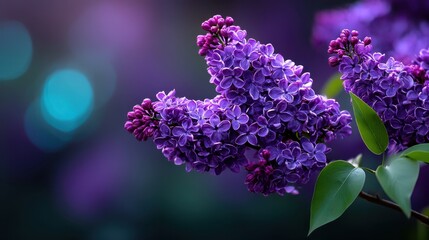 Flowering lilac flowers on a pastel blurry background