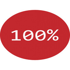 Red circle with 100 percent symbol isolated on transparent background