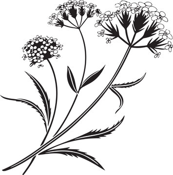 Delicate verbena tiny clustered bloom silhouette vector art isolated on transparent background