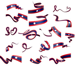 Set Of Different Style Of Laos Wavy Abstract Ribbon Flags 3d Illustration