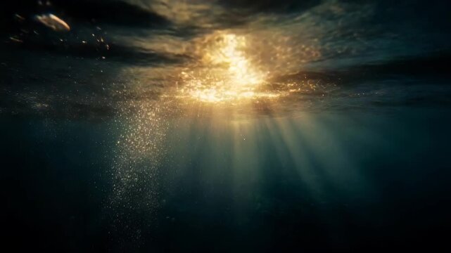 Sunset Reflections Beneath the Sea, Tranquil Ocean Mood
