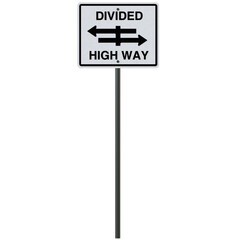 Sign road devided highway