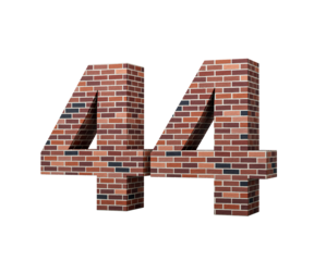 Bricks Wall Number Forty Four 44 Digit Made Of Colored Wall Of Bricks 3D Illustration