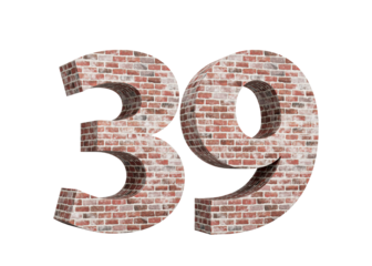 Number Thirty Nine 39 Digit Made Of Old Grunge Texture Wall Of Bricks 3D Illustration