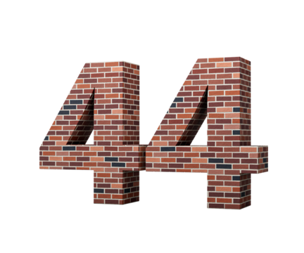 Bricks Wall Number Forty Four 44 Digit Made Of Colored Wall Of Bricks 3D Illustration