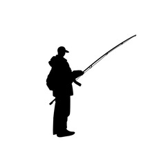 silhouette of a fisherman