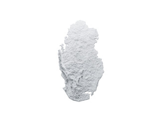 Snowy Qatar Map White and Gray Shaded Relief Textured. 3D illustration