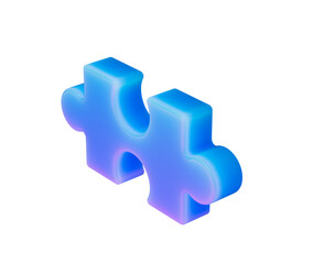 Fototapeta premium A glowing blue puzzle piece with smooth edges and a futuristic design. 3D illustration
