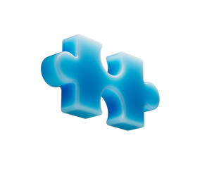 Obraz premium A smooth, glowing blue puzzle piece with a soft, futuristic and elegant appearance. 3d illustration