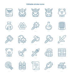 Viking stroke icon. Viking line icon set. editable stroke icon pack