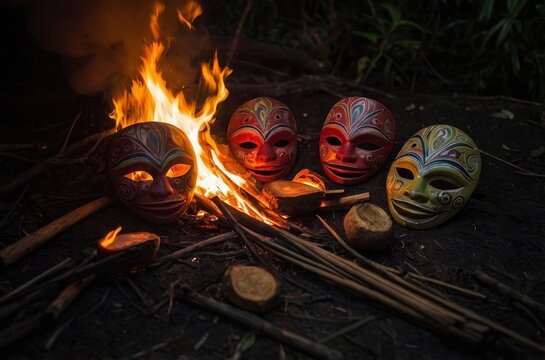 Boruca Masks by Bonfire &mdash; Fiesta de los Diablitos
