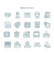 Water Polo Team stroke icon. Water Polo Team line icon set. editable stroke icon pack