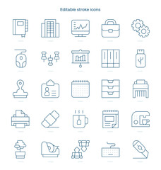 Workplace stroke icon. Workplace line icon set. editable stroke icon pack.