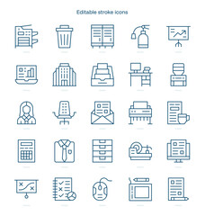 Workplace stroke icon. Workplace line icon set. editable stroke icon pack.