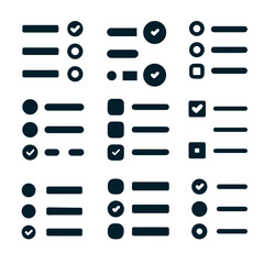 Checkbox, radio button, sliders icon Sets vector