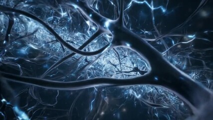 Neuron network loop, high detail animation of human brain neurons firing in motion perfect for neuroscience visuals cognitive activity and artificial intelligence concept video - Powered by Adobe