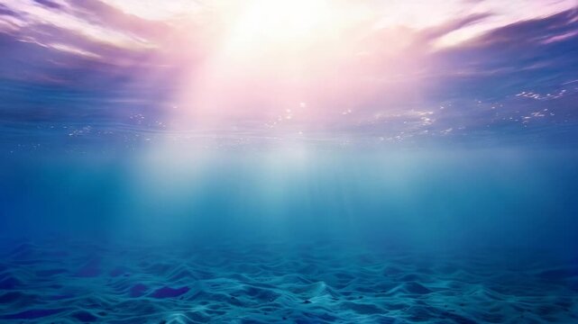 Peaceful Underwater Scene with Pink Sunlight Rays